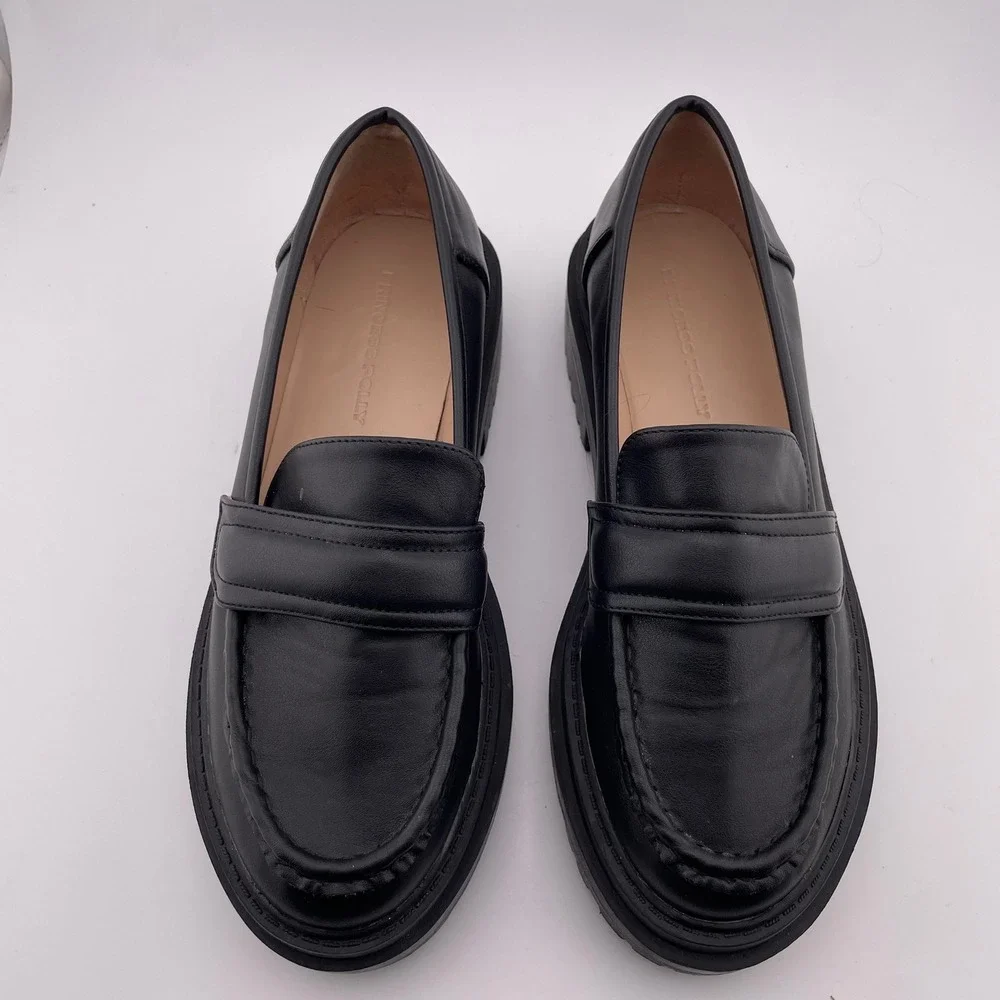 Princess Polly Black Chunky Platform Penny Loafers Lug Sole Shoes Size 6 37 - Picture 6 of 9
